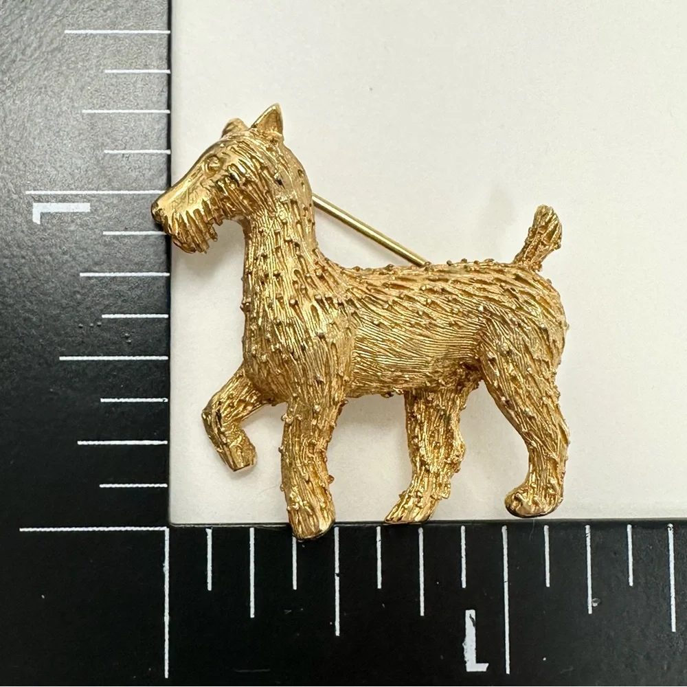 BOUCHER Vintage Gold Tone Terrier Dog Brooch Pin Signed